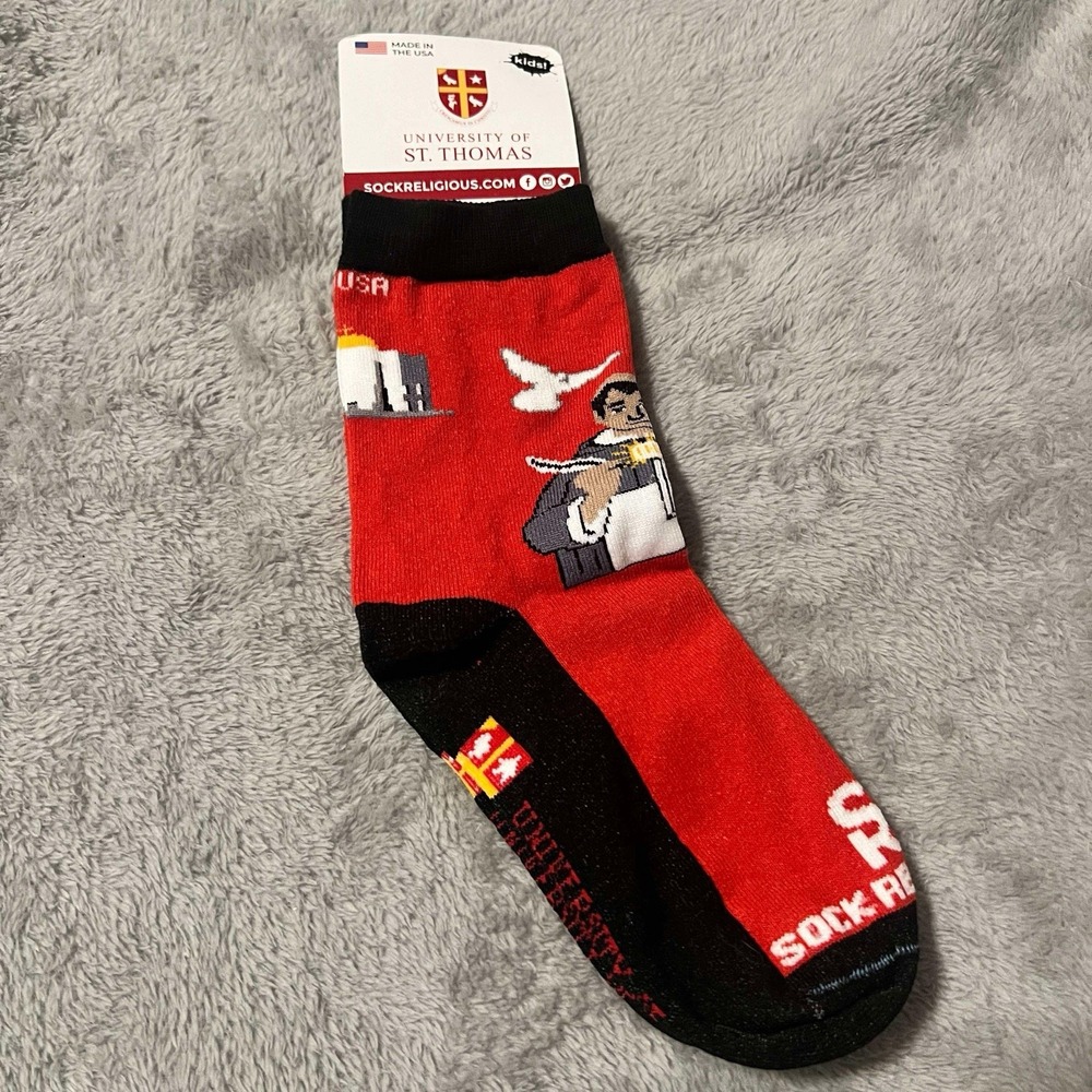 Sock Religious Kids Youth University Of St Thomas Catholic Socks M Red NEW Socks